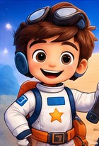 Leo from Little Explorers: Star Quest, a young inventor in a white spacesuit holding a spanner
